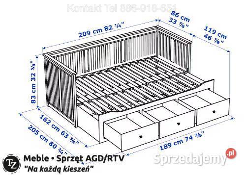 IKEA HEMNES Łóżko Leżanka z 3 szufladami 2 śląskie