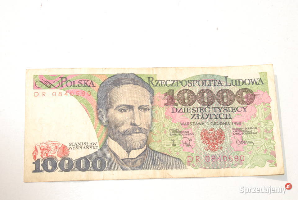 Stary banknot 10000 złotych Wyspiański 1988 Cieszyn
