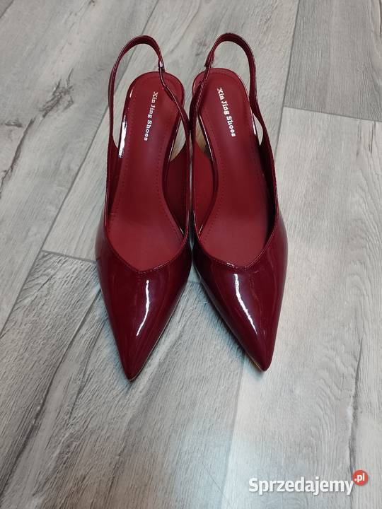3940 Bordowe czerwone czółenka wieczorowe z inna Kraków