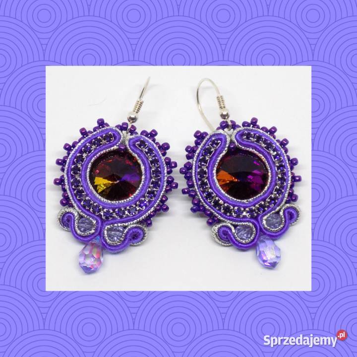 KOLCZYKI FIOLETOWE Z TAŚMĄ CYRKONIOWĄ SUTASZ Warszawa