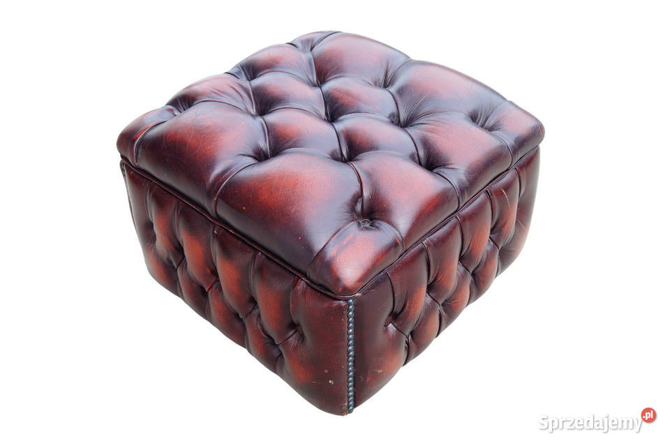 Pufka pufa skórzana Chesterfield otwierana skóra