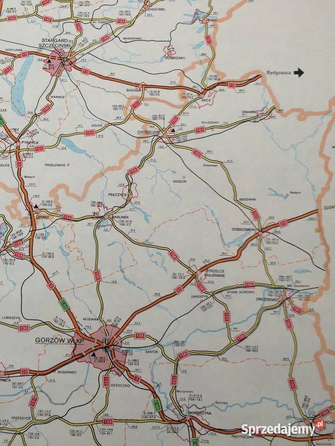 2537 Mapa Sieci Dróg Krajowych Woj Koszalinskie Szczecin