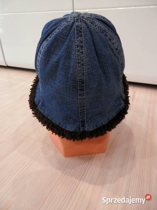 Czapka Bucket Jeansowa ze Sztucznym Brązowym sprzedam