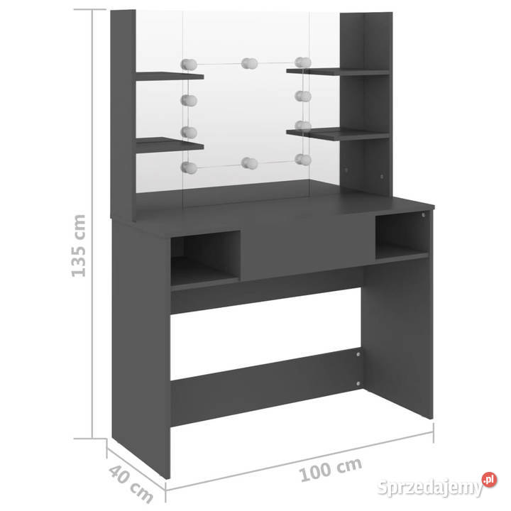Stolik do makijażu z LED 100x40x135 MDF szary Warszawa