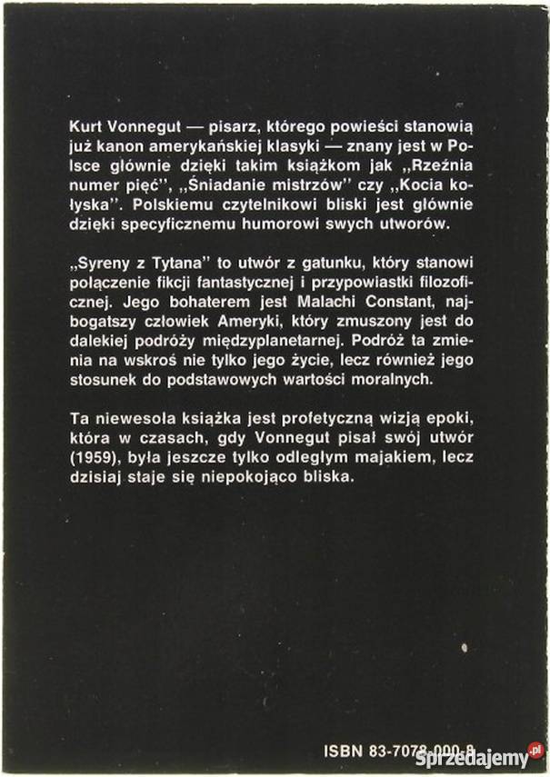 SYRENY Z TYTANA VONNEGUT KURT Piła sprzedam