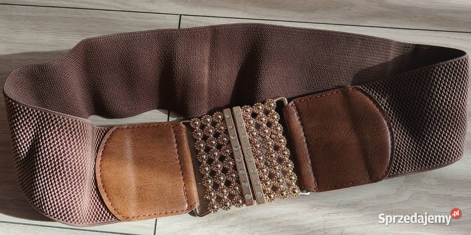 Pasek brązowy ze złotą klamerką Paski Gdańsk