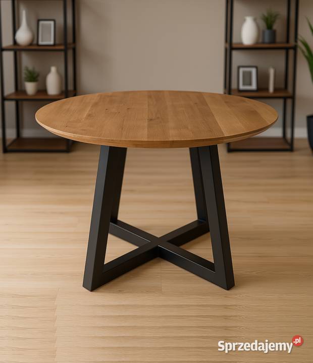 Stół Dębowy Okrągły LOFT 100 Lite Drewno Różne 100cm Stoły Gdańsk