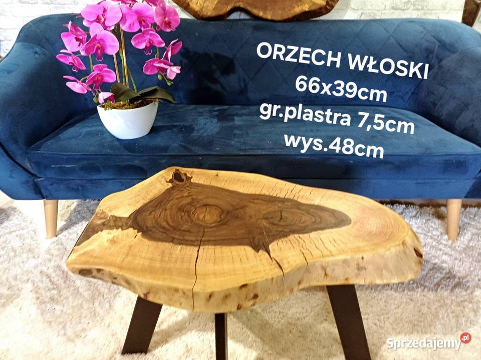 Stolik kawowy 66x39 plaster drewna loft orzech Śrem sprzedam