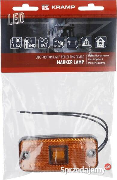 Lampa obrysowa LED prostokątna 1224V z przewodem Kamionna