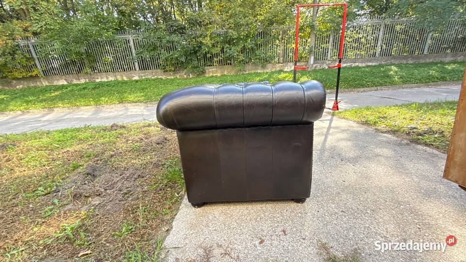 Kanapa Chesterfield skórzana 3osobowa brązowa 200cm mazowieckie Warszawa