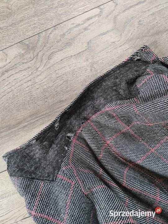 Wełniana Marynarka żakiet w kratę Vintage 42