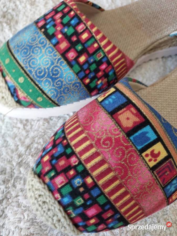 Piękne kolorowe espadryle rozmiar 3637 tkanina dolnośląskie Wrocław
