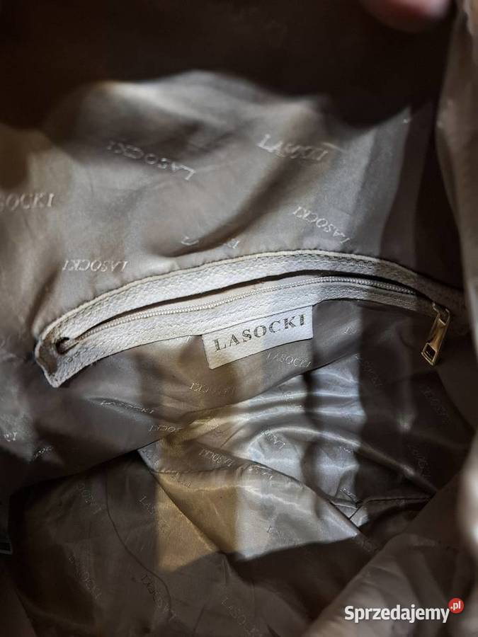 Skórzana torebka Lasocki duża beżowa hobo szary/srebrny Torby i torebki Kraków