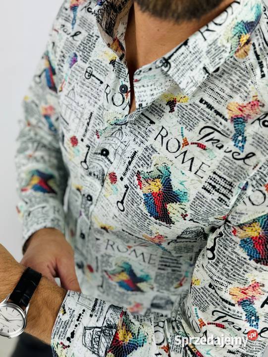 GIOVANNI PERA Koszula męska K013 Gazeta Roma Odzież codzienna Ostrów Wielkopolski sprzedam