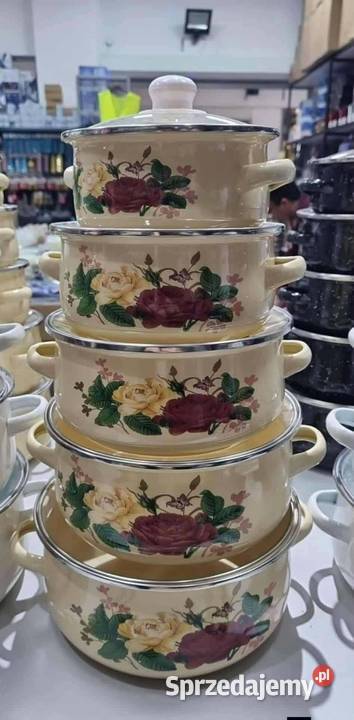 GARNKI EMALIOWANE 5 SZTUK Grodzisk Mazowiecki sprzedam