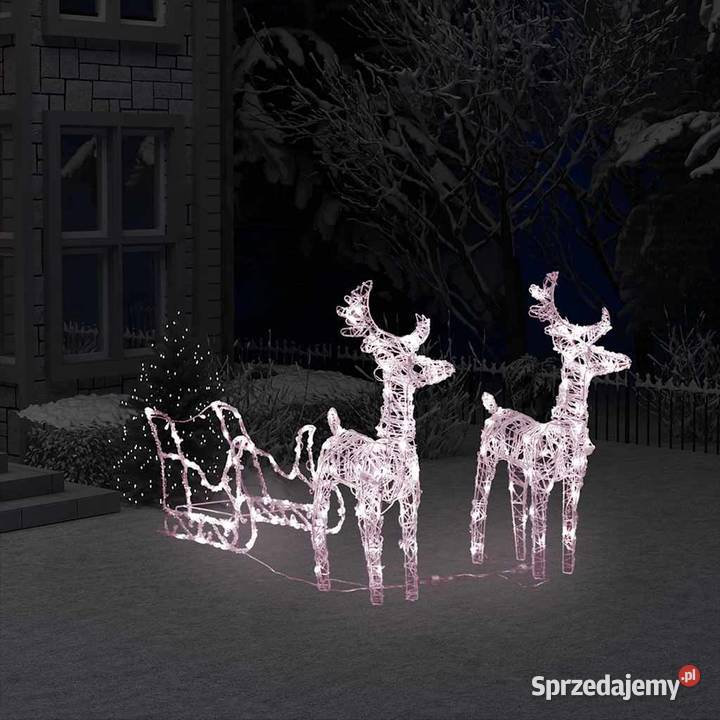 vidaXL Świąteczna dekoracja renifery z saniami mazowieckie Warszawa sprzedam