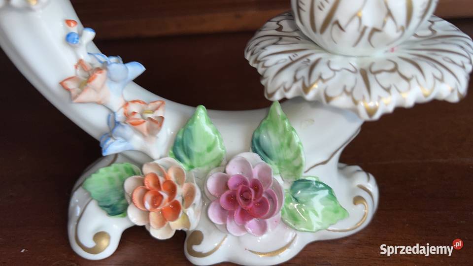 Świecznik z kwiatkami Sygnowany Może ktoś zna tę Gdańsk