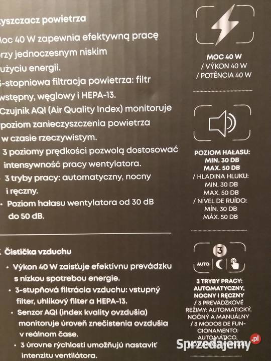 NAJTANIEJ Oczyszczacz Powietrza 40W Filtr Hepa Zabrze sprzedam
