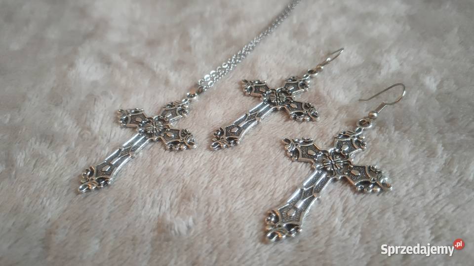 Wisior naszyjnik kolczyki z krzyżami krzyż goth Tarnowskie Góry