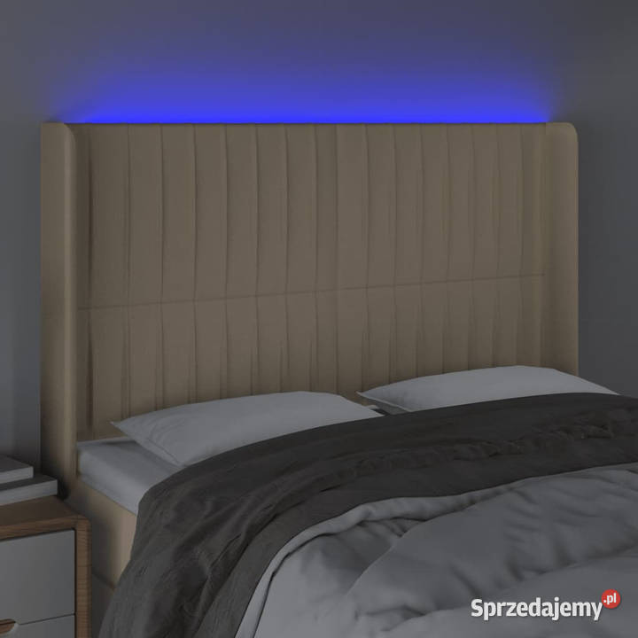 Zagłówek do łóżka z LED kremowy 147x16x118128 Warszawa sprzedam