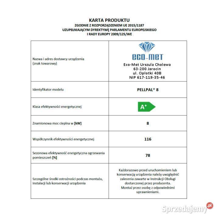Kocioł na pellet 8kW PellPal Dotacja 5 klasa dolnośląskie Wrocław