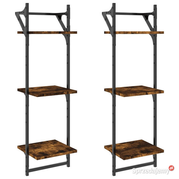 3poziomowe półki ścienne z drążkami 2 30x25x100