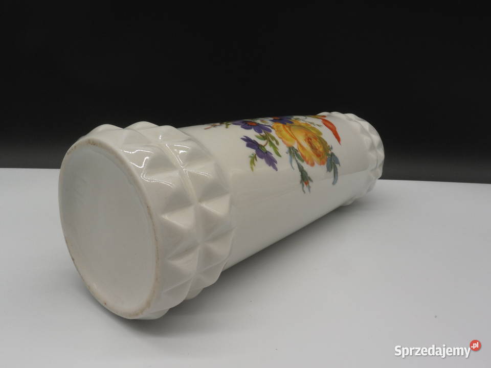 Elegancki Wazon Porcelanowy Motyw Kwiatowy Porcelana i szkło Raszków