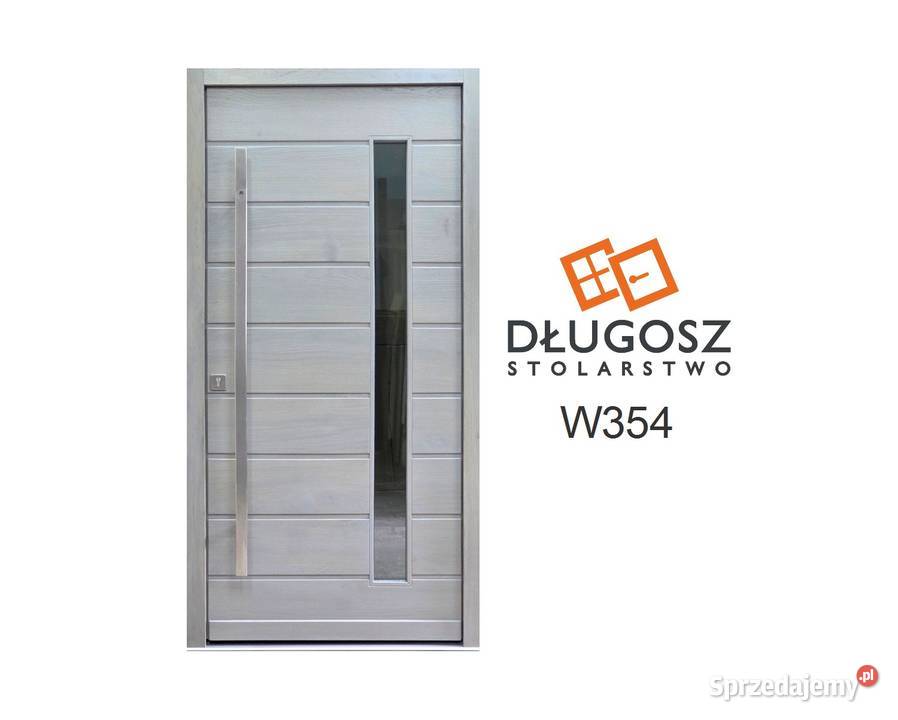 Drzwi DŁUGOSZ zewnętrzne dębowe szary lazur Drzwi zewnętrzne Kluczbork