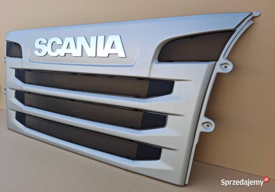 SCANIA R XPI MASKA ATRAPA EMBLEMAT BLACHA Bieleń