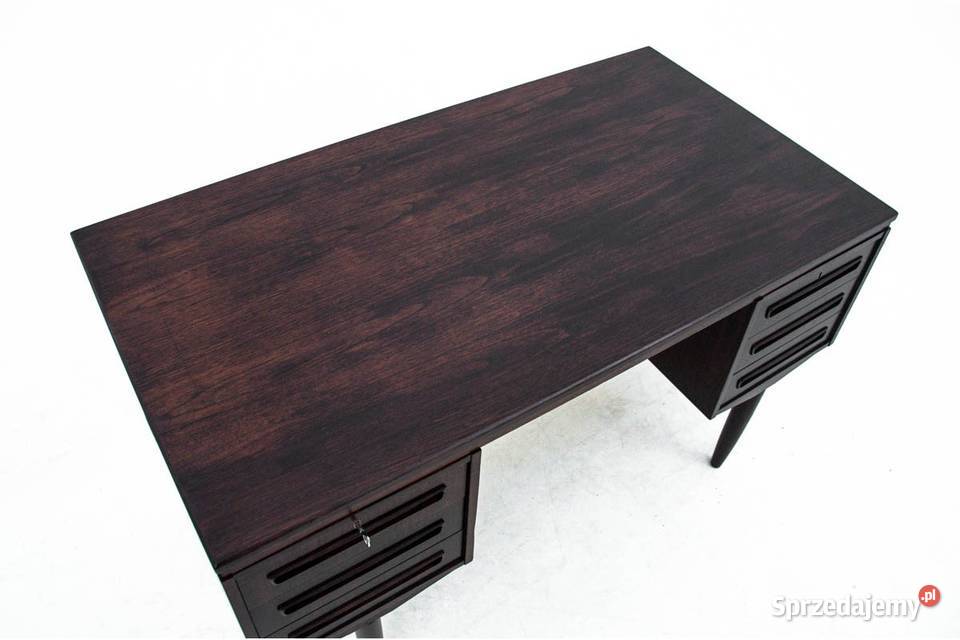 Tekowe biurko duński design lata 60 renowacji Chorzów