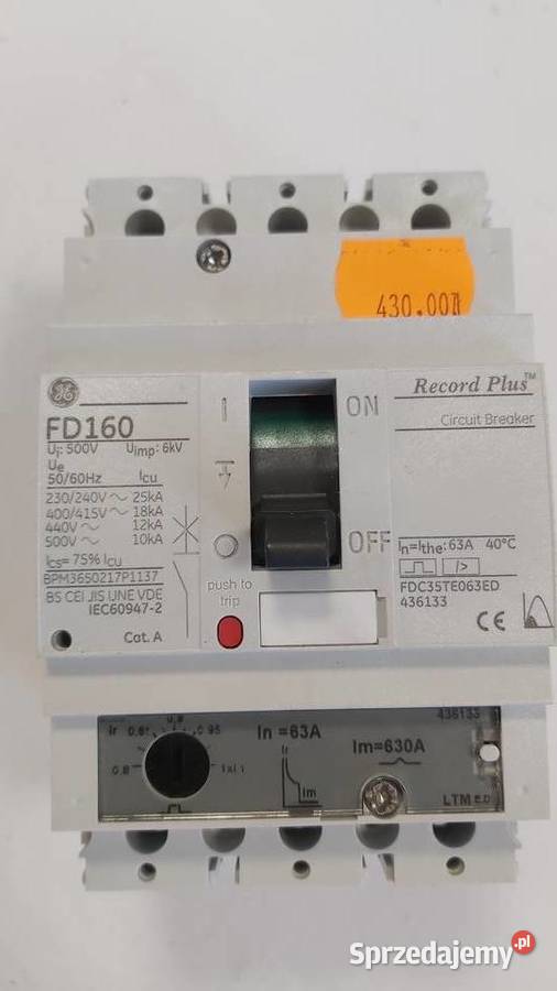 Wyłącznik instalacyjny mocy GE FD160 160A 3p Wyszków