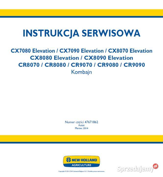Sprzedam Instrukcję Serwisową Holland CX i CR Gdańsk