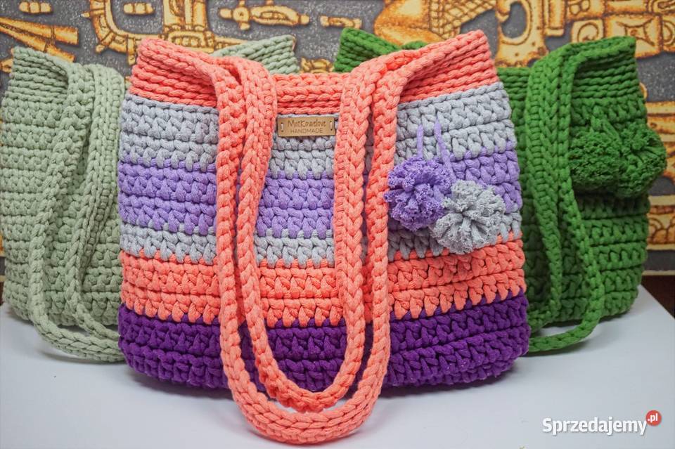 Torba torebka na ramię ze sznurka bawełn 30cm Józefów