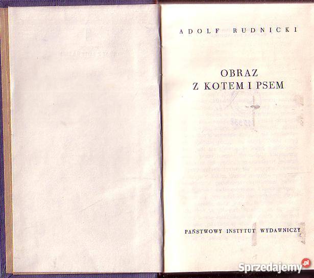9955 OBRAZ Z KOTEM I PSEM ADOLF RUDNICKI Czyrna sprzedam