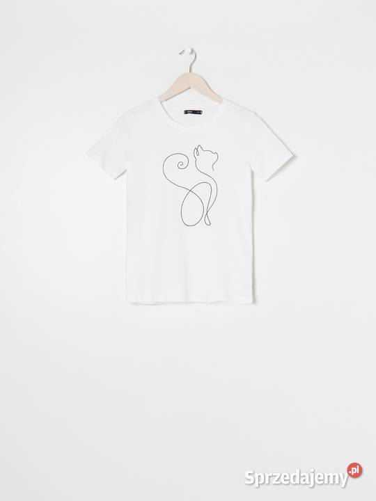 biały tshirt z nadrukiem Sinsay Rozmiar 32(XXS) Olkusz
