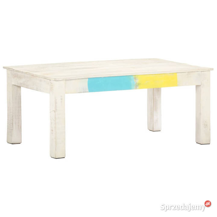 Stolik kawowy biały 110 x 60 x 45 lite drewno Warszawa