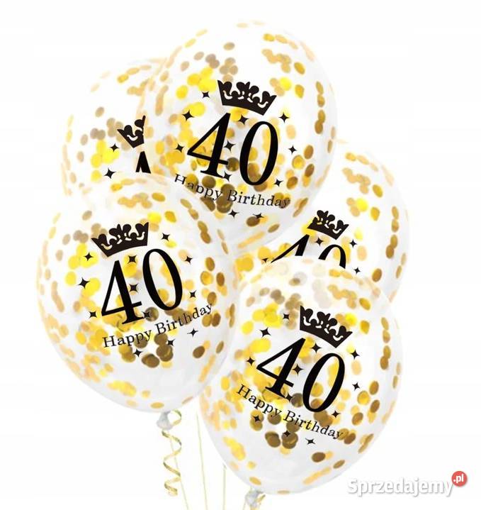 ZESTAW BALONÓW NA 40 URODZINY ZŁOTE KONFETTI 5 Będzin