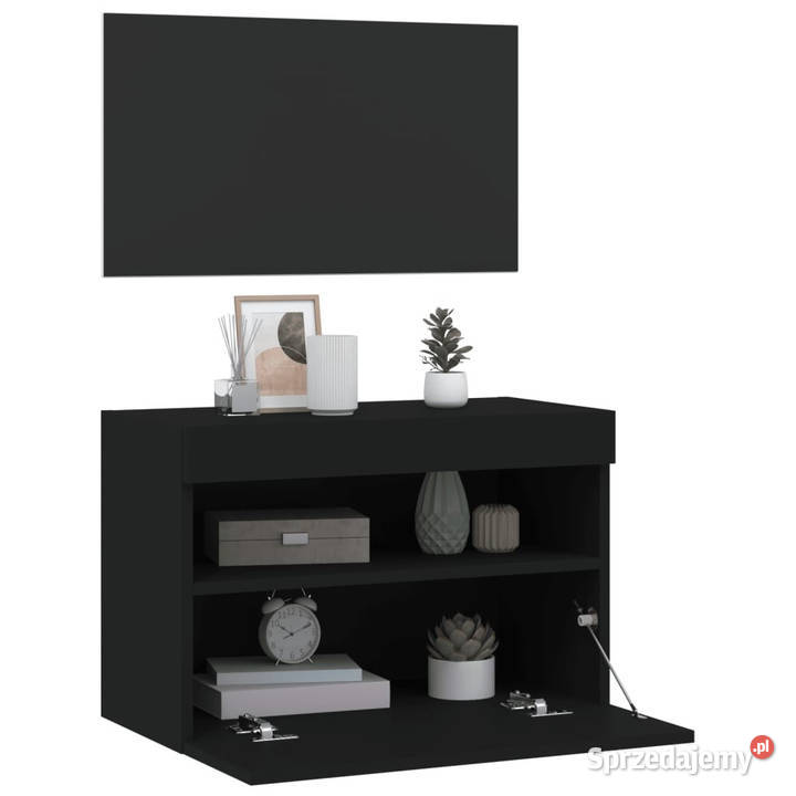 Ścienna szafka TV z LED czarna 60x30x40 WM837185 Warszawa