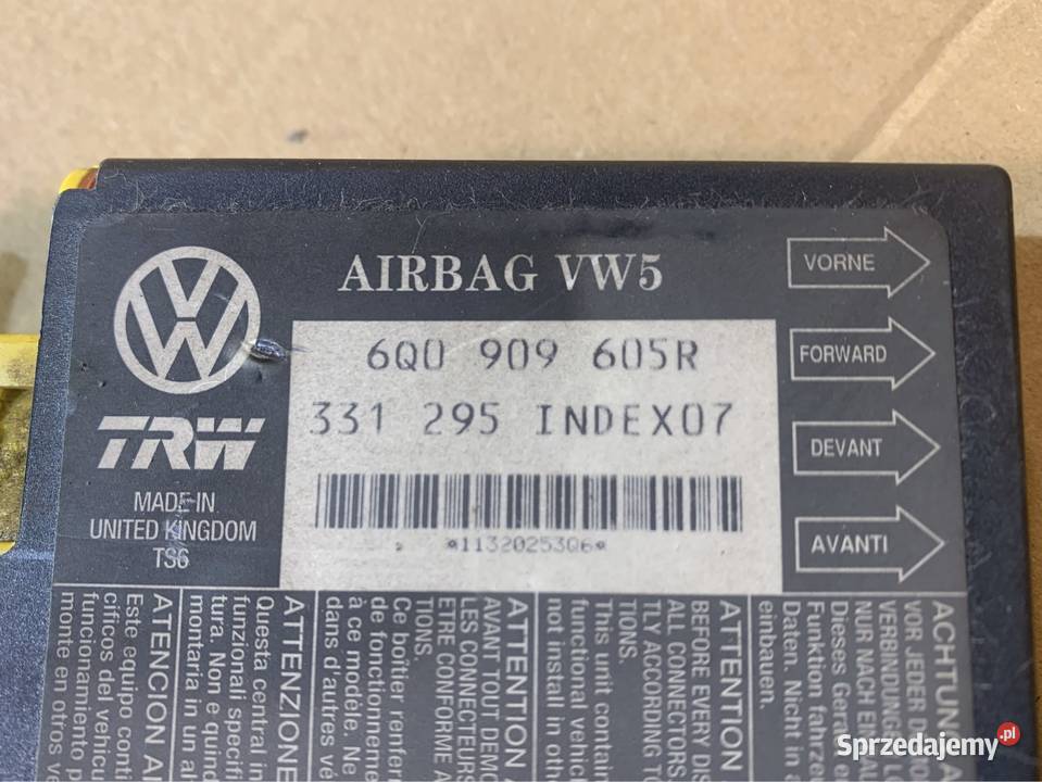 Moduł sensor airbag 6Q0909605R seat Ibiza 3 III