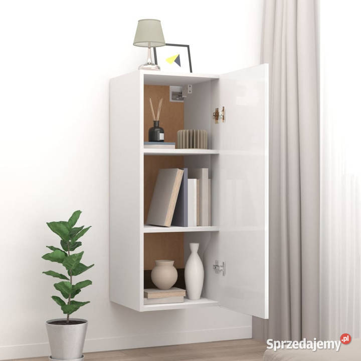 Szafka wisząca biała o wysokim połysku 345x34x90 Półki Warszawa