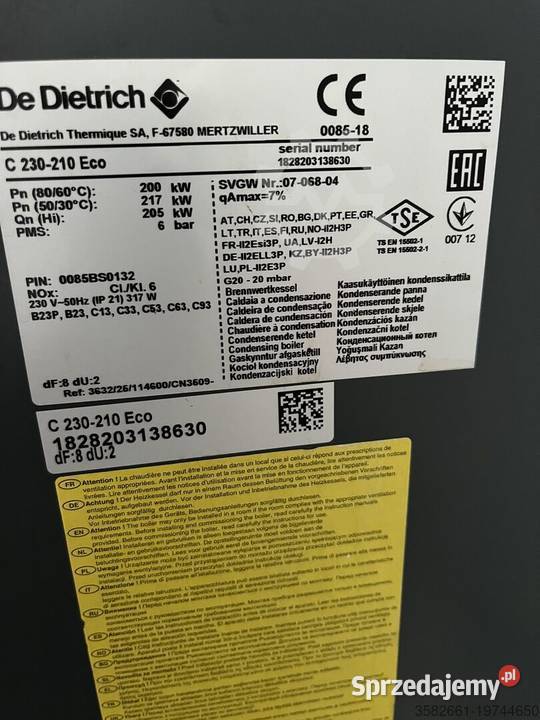 Kocioł Gazowy Dietrich Dietrich 200kW Radomsko