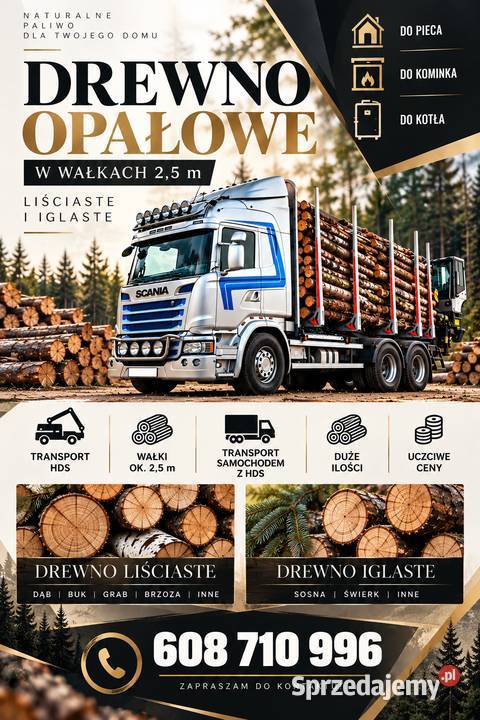 Dostawy drewna opałowego firm transport HDS Dom i Ogród Zgierz