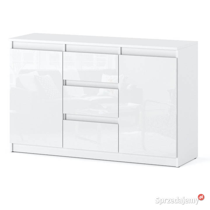 Komoda Nowoczesna Biała Połysk 3 Szuflady Agnes 75cm