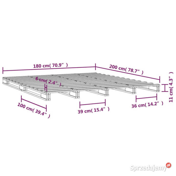 Łóżko z palet lite drewno 180x200 WM821407 sprzedam
