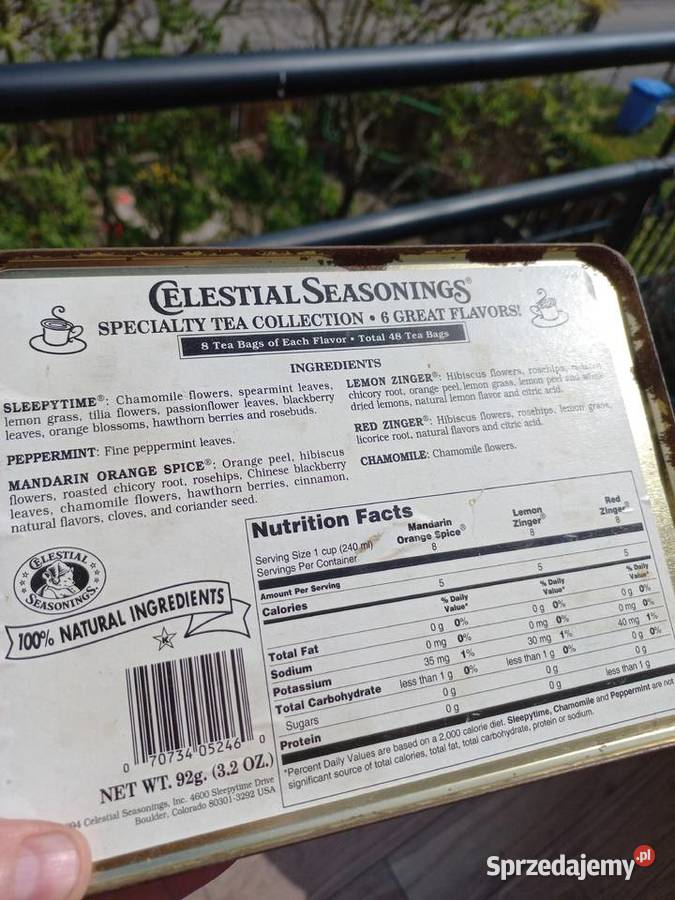 Stara puszka herbacie Elestial Seasonings Piastów