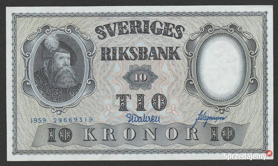 SZWECJA 10 KORON 1959 STAN BANKOWY UNC Łódź