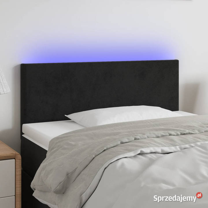 Zagłówek do łóżka z LED czarny 80x5x7888 aksamit Warszawa