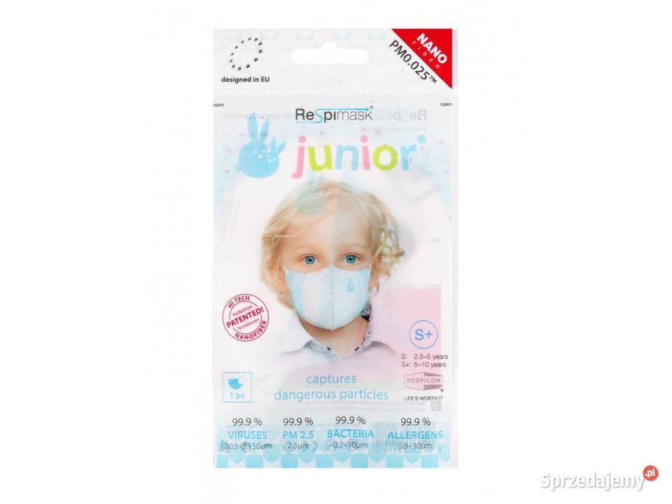 PÓŁMASKA MASKA MASECZKA JUNIOR FFP3 ANTYWIRUSOWA małopolskie Chrzanów