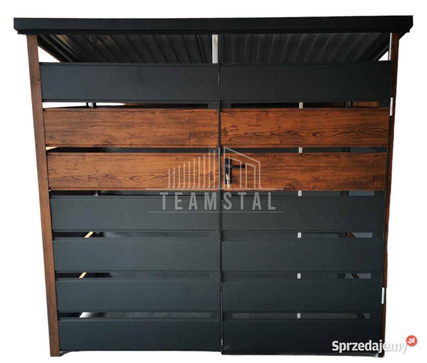 Wiata śmietnikowa spad tył 2x06m Antracyt drewno Dąbrowa Górnicza