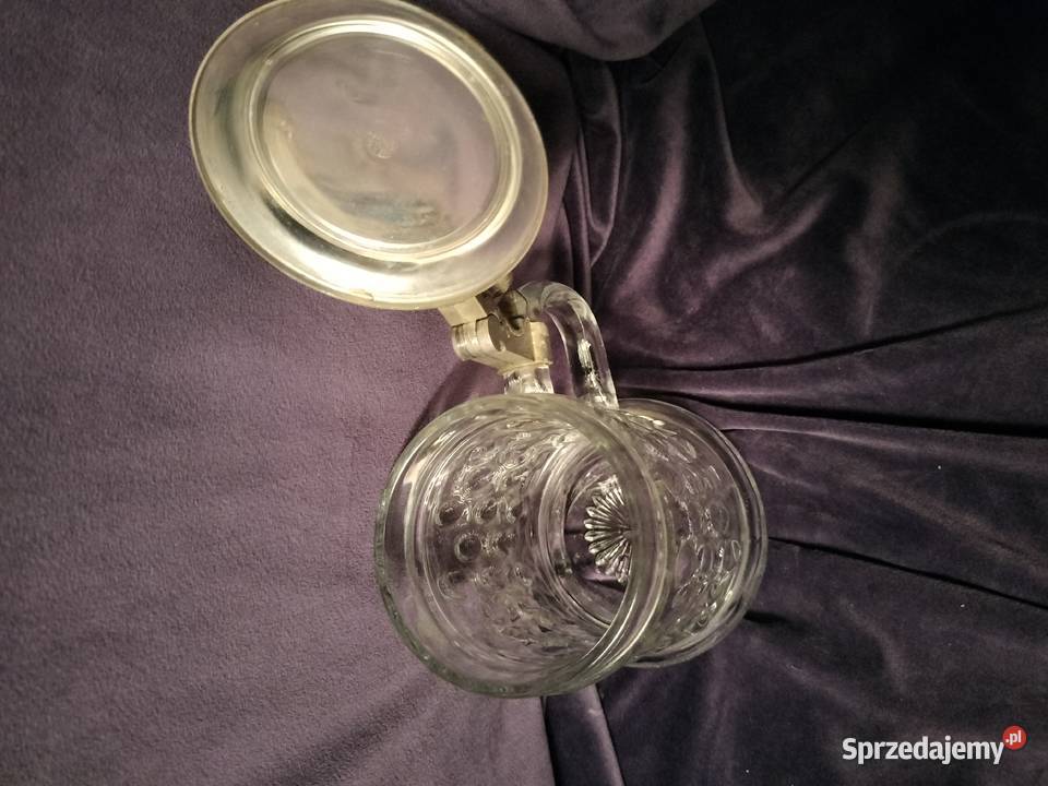 Duży kufel szklany z cynową klapą zachodniopomorskie Choszczno